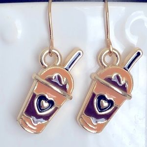 New Dangling Coffee Frappuccino Latte Slushy Earrings Caramel Starbucks Fun Gift